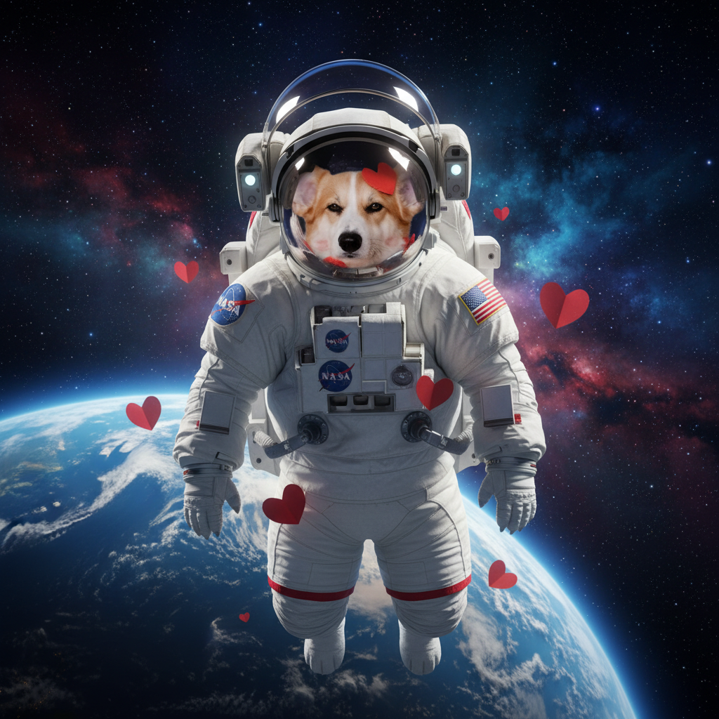 Corgi Astronaut portrait