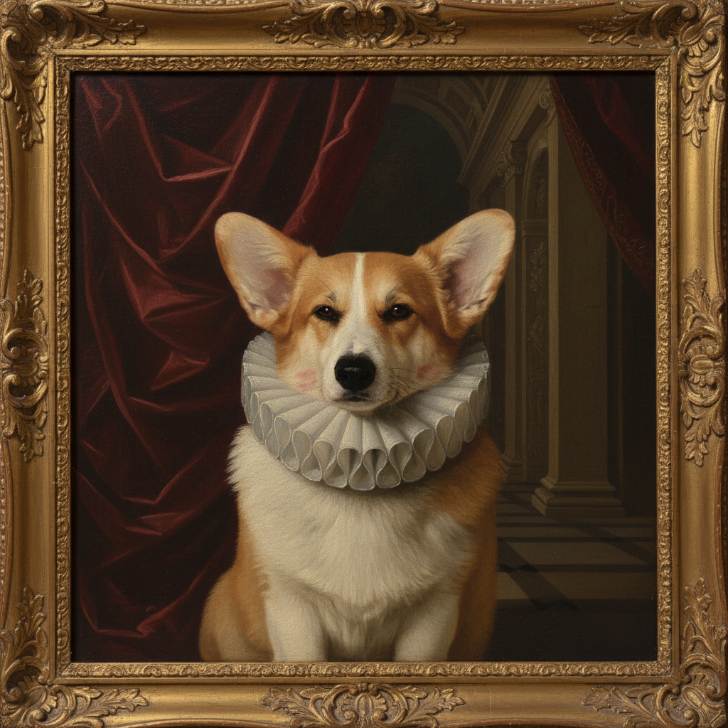 Corgi Renaissance portrait