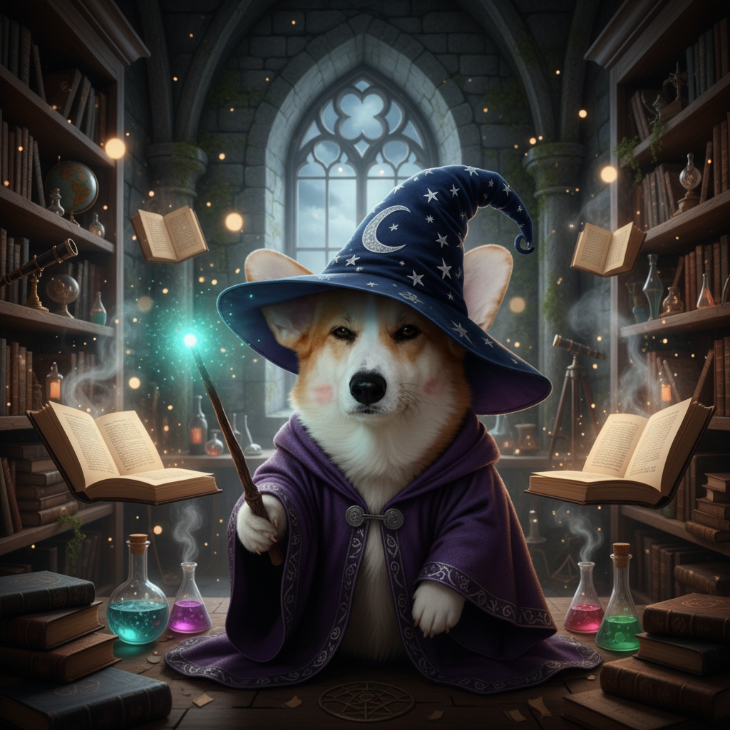 Corgi Wizard portrait