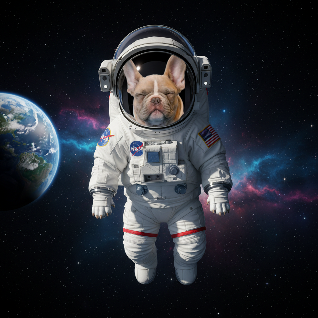 French Bulldog Astronaut portrait