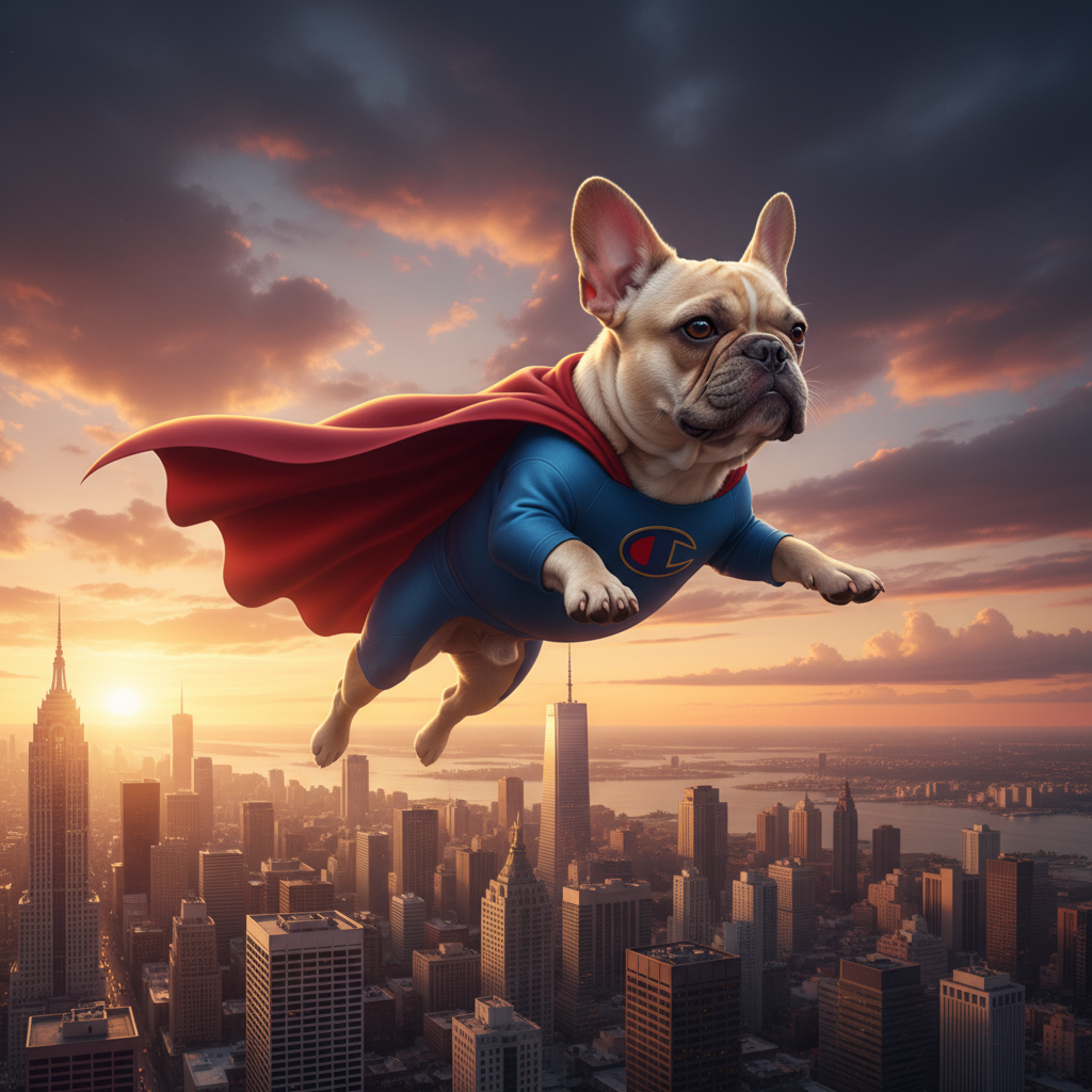 French Bulldog Superhero portrait