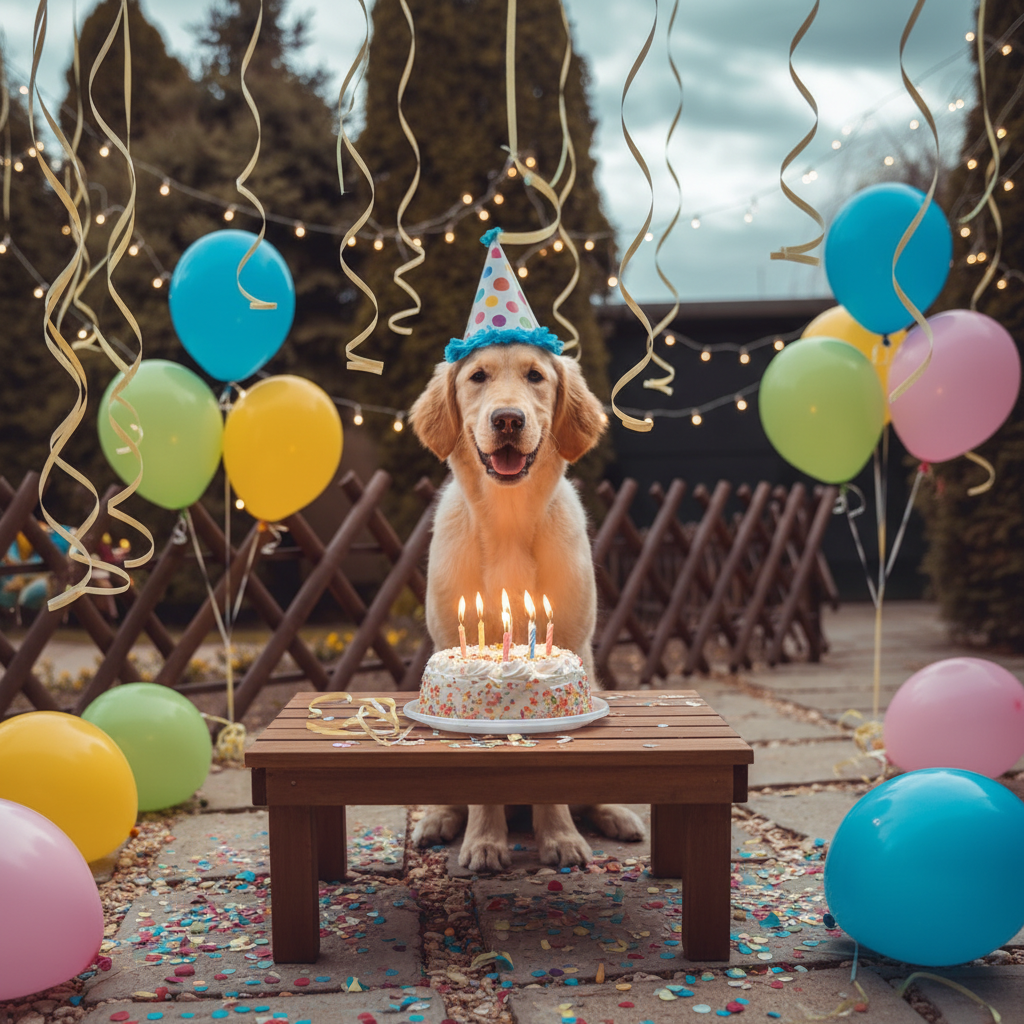 Golden Retriever Birthday portrait