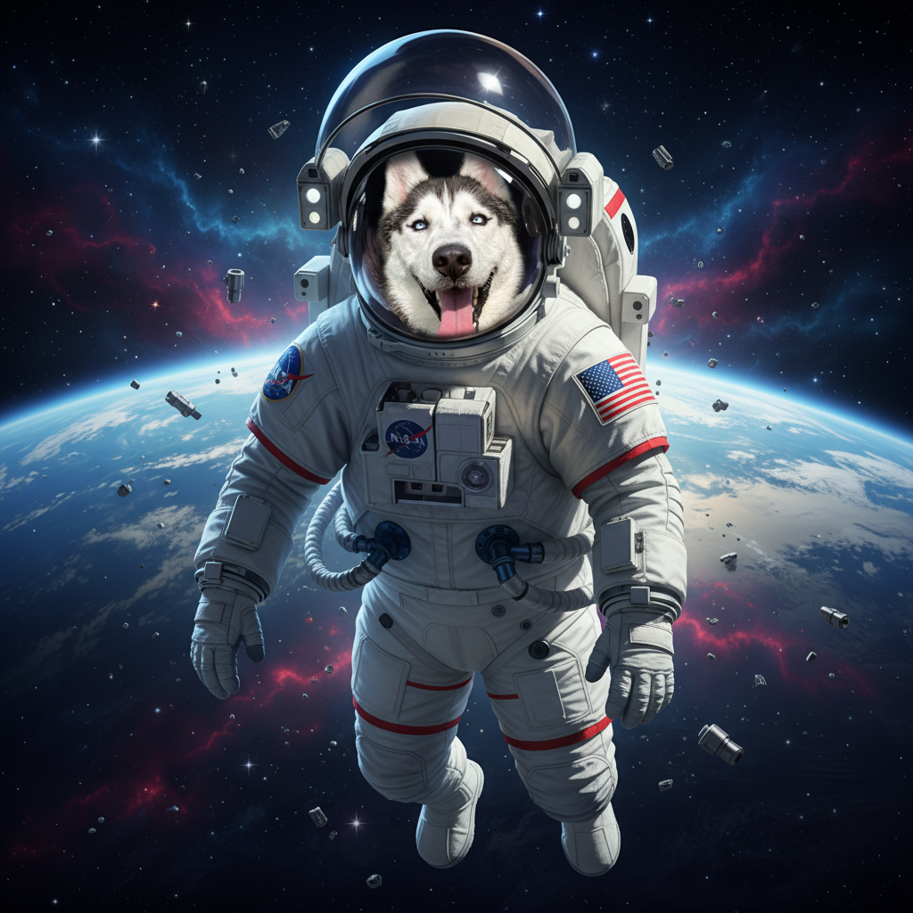 Husky Astronaut portrait