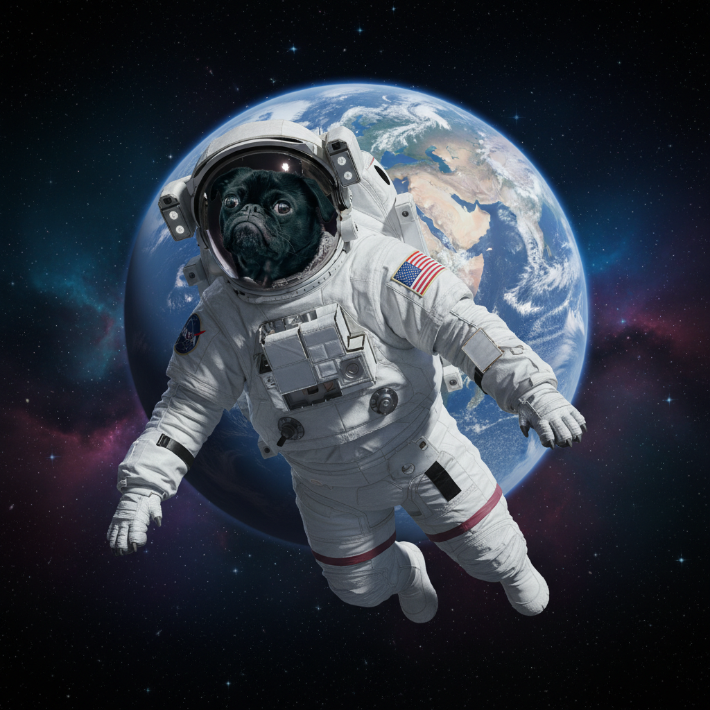 Pug Astronaut portrait